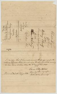 Edwin LeRoy Patton examines the survey at Franklin on 8 December 1840, Book B p. 128; endorsement for Samuel Whiting and patent in February 1846.