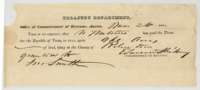 Treasury Department receipt of 1841 showing that N. Watrous paid the Republic of Texas taxes due on 960 acres of land in Robertson County granted to John Smith.