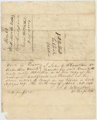 Back of the certificate, with the county recorder's certificate of 10 March 1846 that the certificate and transfer are recorded.