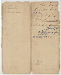 File jacket 64 for James O. Rice's 640-acre bounty, abstract 714, patented to M. Cavanaugh, assignee, March 1845.