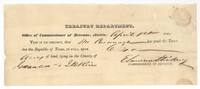 Treasury certificate, Austin, 1 April 1841, that M. Cavanagh paid the Republic's taxes on land granted to J. O. Rice.
