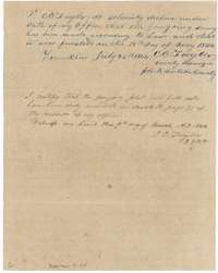 C. C. Taylor's oath of 25 July 1844 on the survey, and his certificate of 9 March 1846 that it is recorded in Book K, page 75.