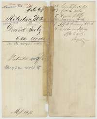 File jacket for the David Seely headright, 640 acres, listing the certificates, field notes, power of attorney, surveyor's certificate and affidavit.