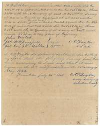 End of the field notes, naming chain carriers John Welch and Jas. M. Springfield, with C. C. Taylor's oath of 25 July 1844.