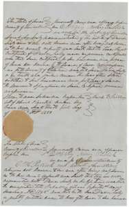 Affidavit of 1 May 1850 in Limestone County by the administratrix of David Seely's estate, swearing his certificate is genuine.