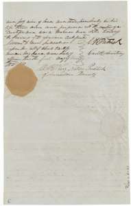 Second page of the affidavit, with sworn statements by C. H. Patrick and Cavitt Armstrong that Seely was a married settler in Texas before 1842.