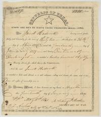 Republic of Texas bounty certificate No. 7007 for 1280 acres to Jacob Hedrick for 32 months' service, issued at Houston.