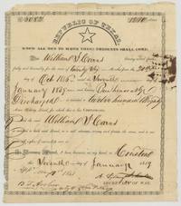 Republic of Texas bounty certificate No. 6082 for 1280 acres to William J. Cairns, signed by A. Sidney Johnston at Houston, 7 January 1839.
