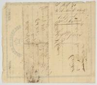 Back of the certificate endorsed File 70 Robertson Co. Bounty, certificate Wm. J. Carnes, with register notes and a transfer note of 1839.