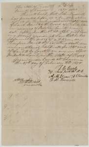 Unconditional certificate for 1,280 acres issued to John Treadwell by the Navarro County court at Corsicana, 27 February 1850.