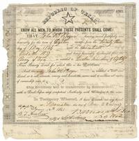 Republic of Texas bounty certificate for 1280 acres to John B. Boyer for eighteen months' army service, 23 May 1836 to 17 Oct 1837, signed Barnard E. Bee.