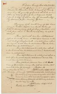 Field notes and sketch of 1280 acres for John B. Boyer on Chambers' Creek, surveyed by B. J. Chambers with chain men Ebenezer Donaldson and John Hardisty.