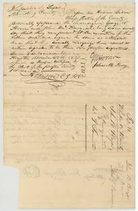 Witnesses G. W. Hoover and John McHenry swear before Chief Justice Andrew Briscoe of Harrisburg County to the Boyer deed, 25 Nov 1837, with wrapper.