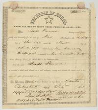 Republic of Texas bounty certificate No. 4077 for 960 acres to Joseph Garwood for nine months' army service, 1838.