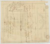 Back of the certificate with the endorsement to Frost of 26 July 1838 and file labels.