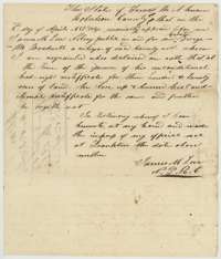 Affidavit of 2 April 1847 in which George M. Broadwell swears before a notary at Franklin that he burned his conditional certificate.