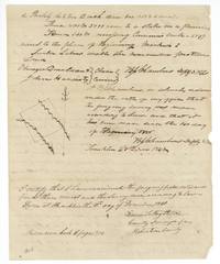 Close of the field notes with sketch, Chambers' oath of 28 November 1840 and county surveyor Patton's certificate of 11 December 1840, recorded Book C page 304.