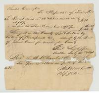 Account of Charles Covington's government dues of $46.80 on 26 labors, receipted by the General Land Office from B. J. Chambers on 31 July 1841.