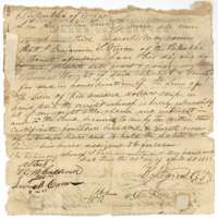 Back of the bounty certificate, where Benjamin S. Vivion sold his right to Thomas Wright on 30 April 1838 for 100 dollars.