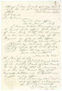 General Land Office certification of the copied papers, and the district clerk's certificate of 28 September 1859 that the petition copy is true.
