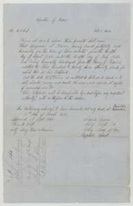 Copy of bounty certificate No. 2527 for Benjamin S. Vivion, 320 acres, with a docket marking it filed 7 December 1859.