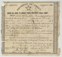Republic of Texas bounty certificate No. 1848 for 640 acres to John H. Singleton for six months' service in 1836, signed Barnard E. Bee.