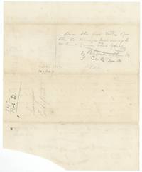 Back of the letter with Marchbanks' pencil query whether the field notes of the A. Hodge(?) are full enough as sent, docketed 142 Rob. D., Surveyor's Certificate.