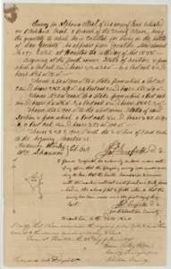 Field notes and plat of 640 acres on Richland Creek for Alphonso Steel, surveyed by deputy surveyor James Scofield, with the county surveyor's certificate of 28 June 1841.