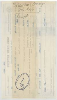Back of the receipt, filed in the Robertson Bounty 149 file.
