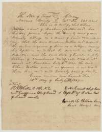 Unconditional certificate for 320 acres, issued 12 July 1847 by the Navarro County court sitting as land board after Ethan Melton, administrator, proved Buckner Melton's citizenship.