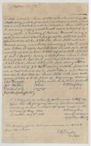 End of the Byars field notes, with County Surveyor C. C. Taylor's certificate of 9 August 1844 and the record in Book H, pages 99 and 100.
