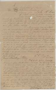 Field notes for 640 acres for Luke McLoud on Cottonwood Creek, a branch of Richland Creek, surveyed by C. C. Taylor, 26 May 1844.