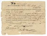 Headright certificate No. 540 to John B. McDaniel for two-thirds of a league and one labor, issued by the San Augustine County Board of Land Commissioners, 8 June 1838.
