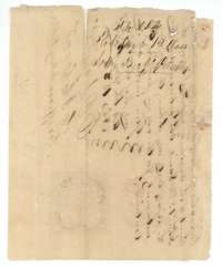 Back of the transfer, with endorsements and a seal impression.