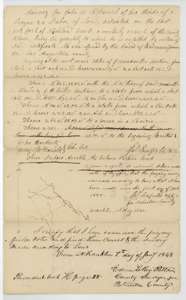Field notes and plat for two-thirds of a league and one labor on Richland Creek, surveyed for John B. McDaniel by James Scofield, examined 7 January 1842.