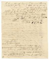 Back of the certificate, with the Robertson County clerk's certification of 8 July 1845 recommending it for patent.