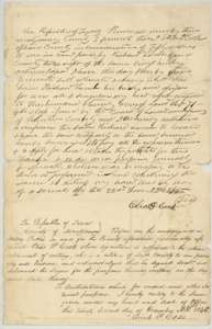 Deed of 22 December 1845 in which Elias P. Cook of Montgomery County sells his certificate No. 71 to Richard Lamb for $50.