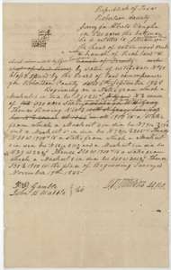 Field notes for the 640-acre balance of Alberto Vaughan's certificate on the head of Cottonwood Creek, surveyed by deputy surveyor D. R. Mitchell, 19 November 1845.