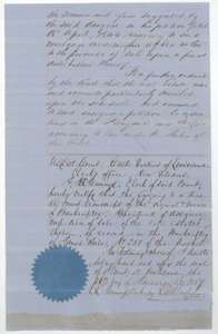 End of the 1844 order, with the New Orleans court clerk's certificate and seal of 26 January 1857.