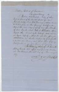 New Orleans federal judge's certificate of 26 January 1857 that the court clerk's signature on the bankruptcy papers is genuine.