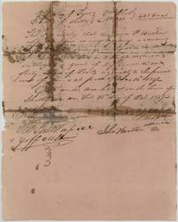 Shelby County second-class conditional certificate No. 241 for 640 acres to Benjamin P. Bustian, stained and taped, 25 October 1839.