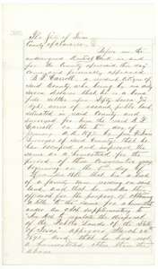 First page of B. F. Carroll's affidavit of 29 January 1872 that he had occupied and improved the land as a homestead for three years from December 1868.