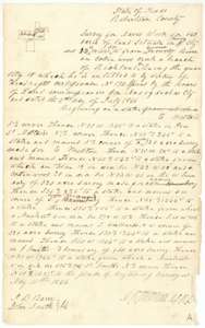 Field notes and sketch of 640 acres on Cottonwood Creek, a branch of Richland Creek, surveyed for David Wood by deputy surveyor D. R. Mitchell, 11 May 1846.