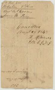 Back of the conditional certificate, marked cancelled on 28 August 1848 when the unconditional certificate was issued.