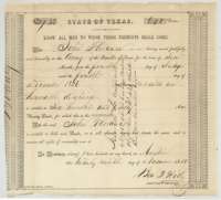 Bounty land warrant No. 732 for 640 acres, issued at Austin on 29 November 1850 to John Florance for six months' service in 1836.