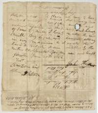 Back of the certificate, with John Huffman's power of attorney of 27 June 1838 naming James C. Neill to locate the land, and the surveyor's oath.