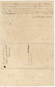 District surveyor David R. Mitchell's certificate of 17 July 1848 that the Neill survey is correct, with the docket for the plat and field notes.