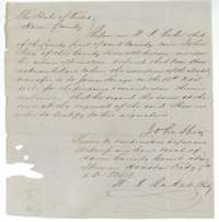Affirmation of John Shea before county clerk W. R. Baker at Houston, 7 February 1853, that Orson Shaw acknowledged the transfer to James Savage.