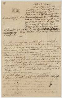 Field notes and sketch for 640 acres on Briar Creek near Corsicana, beside C. Richardson's survey No. 2, chain carried by J. B. Barry and Jno. South.