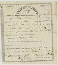 Republic of Texas bounty certificate No. 3008 for 320 acres to Robert Ferguson for three months' service in 1836, signed by Secretary of War Bernard E. Bee.